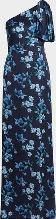 Sachin & Babi Chelsea Floral One-Shoulder Gown