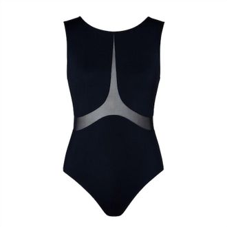 Energetiks Misha Black Tech Mesh Ladies High Neck Tank Leotard