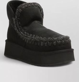 Mou suede leather ankle-length platform slippers