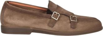 Santoni Double-Buckle Loafer - Heren - Loafers - Bruin - 44 EU - Leer - Schoenen