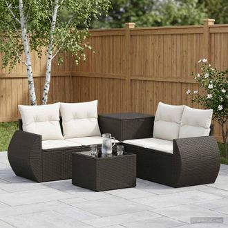vidaXL Vidaxl Set Di Divani 6 Pz Nero E Bianco Crema