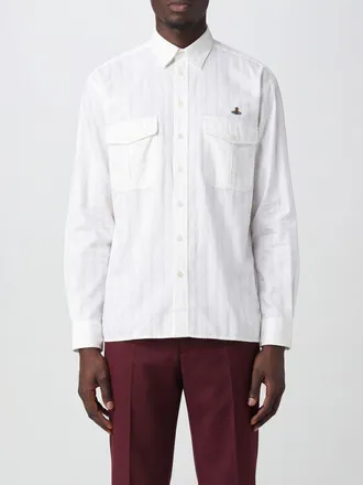 Vivienne Westwood Camicia a maniche corte in cotone con logo Orb ricamato