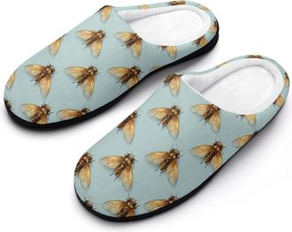 Generic Periodical Cicadas Funny Mens Cotton Slippers Soft Non-Slip Rubber Sole House Slipper Indoor Outdoor