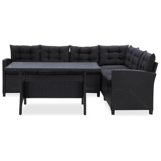 vidaXL Juegos De Muebles De Exterior Negro Rat&aacute;n Sint&eacute;tico Vidaxl