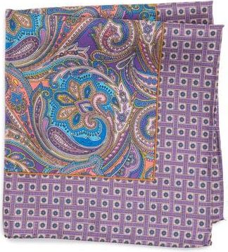 Robert Graham Paisley Silk Pocket Square in Purple/Coral at Nordstrom Rack