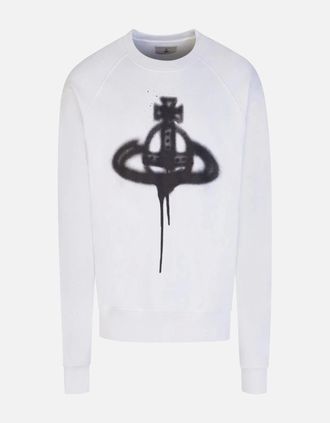 Vivienne Westwood Mens Mens White Vivienne Westwood Spray Orb Raglan Sweatshirt - Size: 34