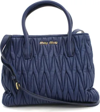 Miu Miu Blue Leather Tote Bag (Pre-Owned)