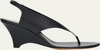 Le Monde Beryl Langley 70mm Leather Thong Wedge Sandals