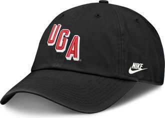 Nike Georgia Natural Club Nike Mens College Adjustable Hat in Black | NC0100AUGV-EYR