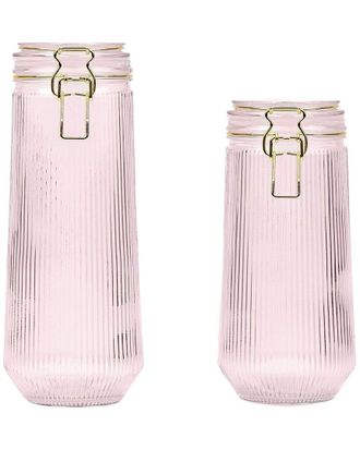 10 Strawberry Street Set of 2 Delancey Graduated Textured Glass Canisters