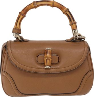 Gucci New Bamboo 1921 Top Handle Bag Leather Brown Leather Handbag (Pre-Owned)