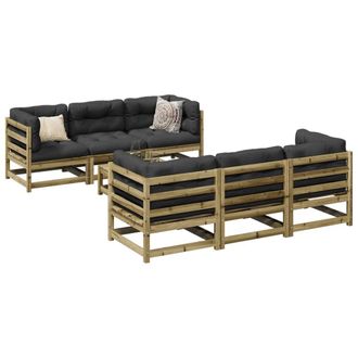 vidaXL Juego De Sof&aacute;s De Jard&iacute;n 7 Pzas Madera De Pino Impregnada Vidaxl