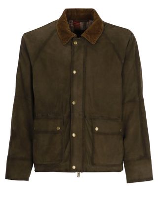 The Jack Leathers Brown Norfolk Suede Corduroy-Collar Leather Jacket