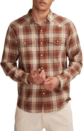 Lucky Brand Dobby Plaid Western Shirt in Rust Multi at Nordstrom, Size Xx-Large