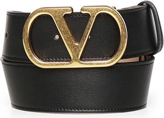 Valentino Garavani VLogo 40 Reversible Leather Belt - Dames - Riemen - Zwart - 85 CM - Leer - Accessoires
