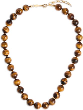 Anni Lu tiger-eye beaded necklace - Bruin