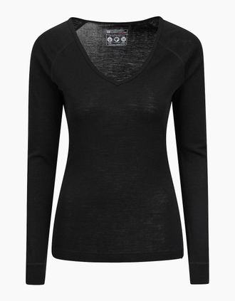 Mountain Warehouse Womens Mountain Warehouse Womens/Ladies Merino Wool V Neck Top - Black - Size: 14
