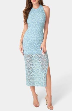 Bebe Daisy Lace Body-Con Halter Dress in Blue at Nordstrom Rack, Size X-Large