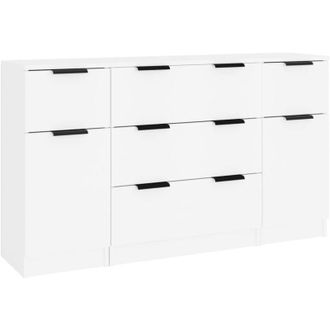 vidaXL Vidaxl - Set De Aparador De 3 Piezas De Madera Contrachapada Blanco