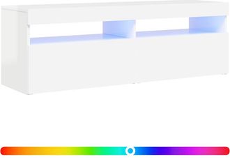 vidaXL Vidaxl - Mueble De Tv Con Luces Led Blanco Brillante 120x35x40 Cm