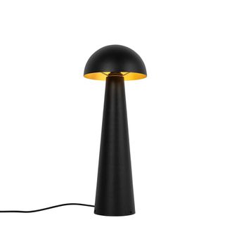 QAZQA Qazqa Moderno L&aacute;mpara De Pie De Exterior Negra 65 Cm - Mushroom Acero Redonda Adecuado Para Led Max. 1 X 60 Watt