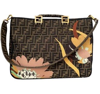 Fendi Exotic Flower Coated Canvas Shoulder Tote