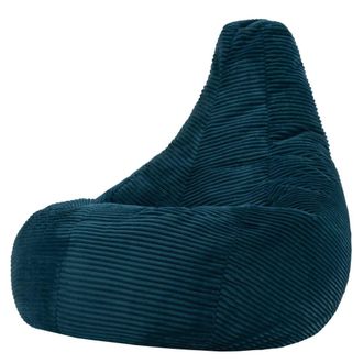 Icon Brand Puf grande XL con respaldo inclinado de pana azul pato