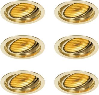 QAZQA Set of 6 Modern Recessed Spotlights Gold Adjustable - Coop 111 Honey