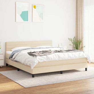 vidaXL Vidaxl - Cama Box Spring Con Colch&oacute;n Tela Color Crema 180x200 Cm