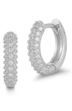 Sphera Milano Pav&eacute; Cubic Zirconia Huggie Hoop Earrings in Silver at Nordstrom Rack