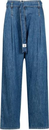 Philosophy di Lorenzo Serafini Wijde Jeans met Phi Logo Borduursel - Dames - Loose Fit Jeans - Blauw - 2XS - Denim - Jeans