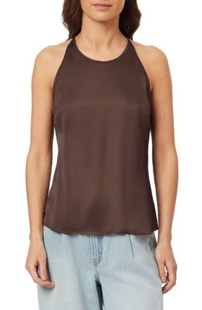 Scotch & Soda Back Tie Sleeveless Satin Top in Hot Fudge at Nordstrom, Size 12 Us