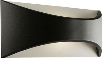 Loops IP65 Outdoor Modern Curved Wall Light Black Texture Aluminium 12W Warm White LED