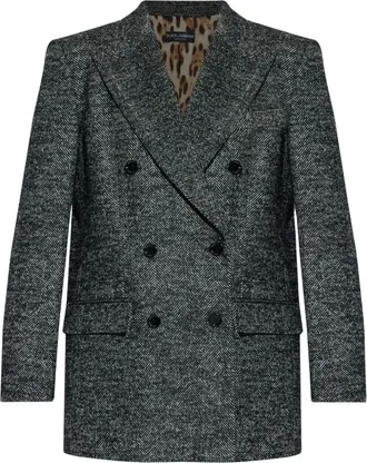 Dolce & Gabbana Blazer de Espiga - Jackets - Mujer - Gris - S