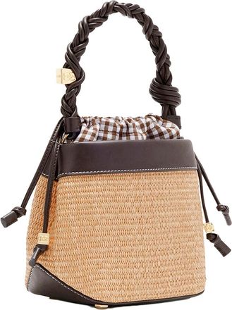 Ganni Womens Bucket Bag Bou Raphia Seal Brown Polyurethane Handbags Hand