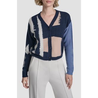 DKNY Crop Colorblock Cardigan in Hudson Lights at Nordstrom, Size X-Large