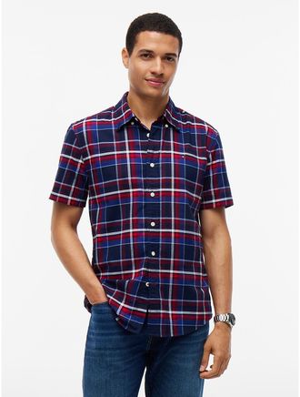 Tommy Hilfiger Mens Regular Fit Plaid Oxford Shirt - Carbon Navy - XXXL