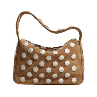 Khaite Elena Kleine Handtas met Zilveren Studs - Dames - Handtassen - Bruin - ONE Size - Leer - Tassen