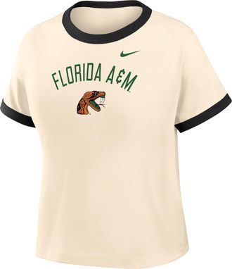 Nike Womens College (Florida A&M University) Cropped Ringer T-Shirt in Brown | ZW04N9FAMU26-NAB