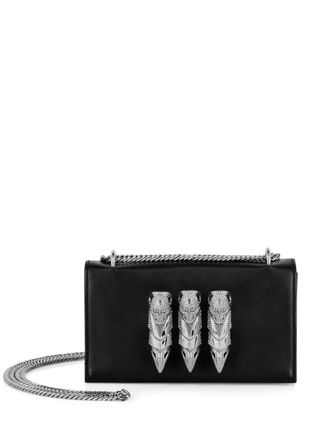 Philipp Plein skull-appliqué leather shoulder bag - women - Calf Leather/Polyester - One Size - Black