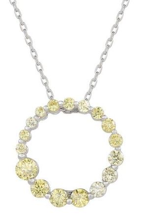 Suzy Levian Sterling Silver Yellow CZ Journey Pendant Necklace in Silver/yellow at Nordstrom Rack