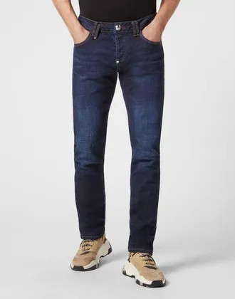 Philipp Plein Jeans Straight Fit Iconic Plein Men in Pureblue at Nordstrom, Size 30