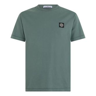 Stone Island Slim-fit T-shirt met Kompas Patch - Heren - T-shirts - Groen - 2XL - Katoen - Tops
