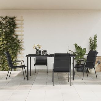 vidaXL Juego De Comedor Para Jard&iacute;n 5 Piezas Acero Y Textilene Negro Vidaxl