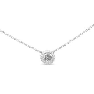 House of Brilliance 10K White Gold 1/4 Cttw Bezel-Set Diamond Solitaire Floral Pendant 18 Necklace at Nordstrom