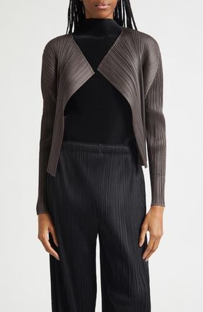 Issey Miyake Monthly Colors June Pleated Open Front Cardigan in Charcoal at Nordstrom, Size 5