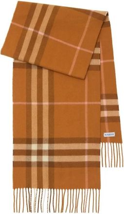 Burberry Check Fringed Cashmere Scarf