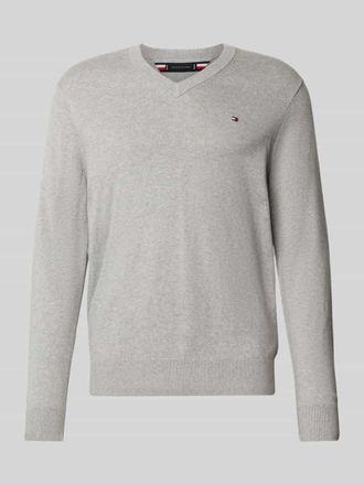 Tommy Hilfiger Regular Fit Pullover aus Baumwoll-Kaschmir-Mix in Hellgrau Melange, Gr&ouml;&szlig;e XXXL