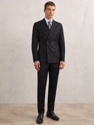 Reiss Navy Wool-flannel Tailored-fit Suit Trousers, 28