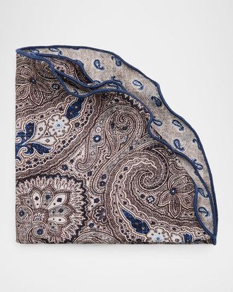 Edward Armah Men & apos;s Reversible Paisley Silk Pocket Circle